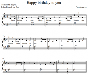 Happy birthday to you - verjaardag bladmuziek PDF