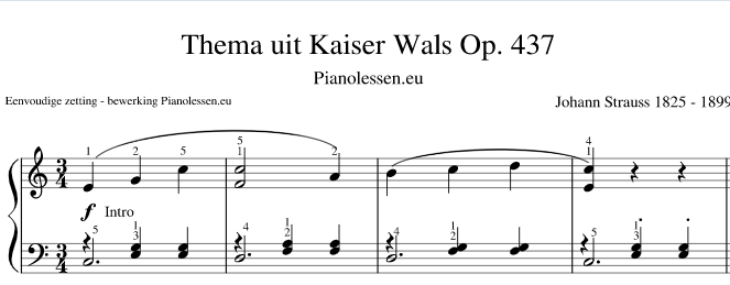 Kaiserwals bladmuziek piano eenvoudig