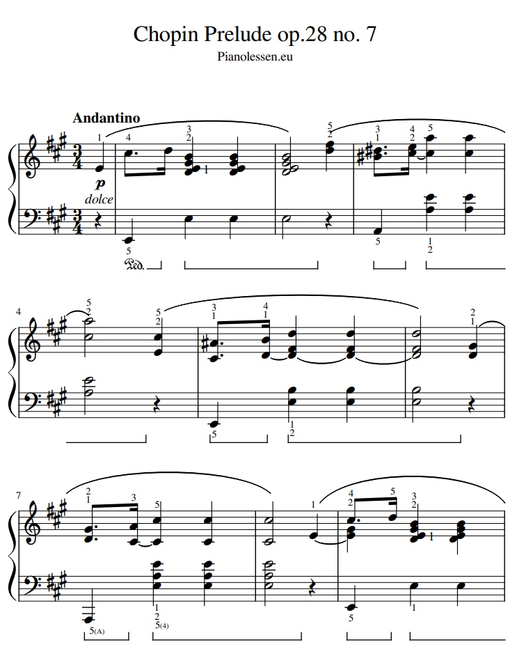 Chopin Prelude 7 PDF sheet Grote noten