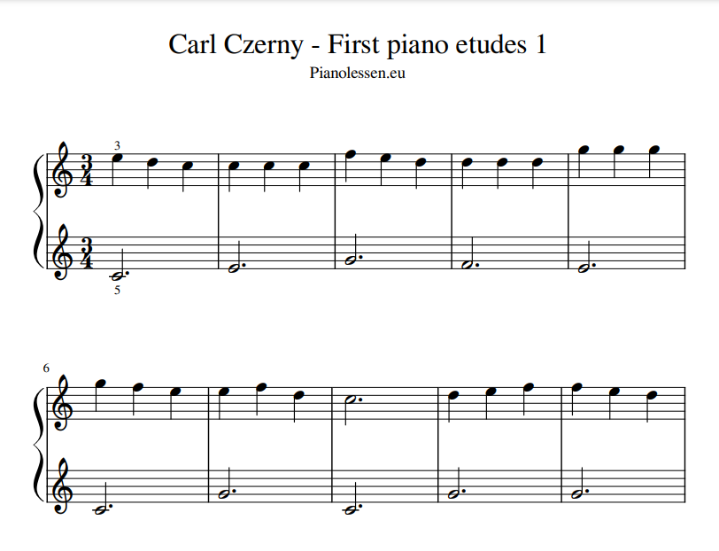 Czerny etudes voor beginners PDF