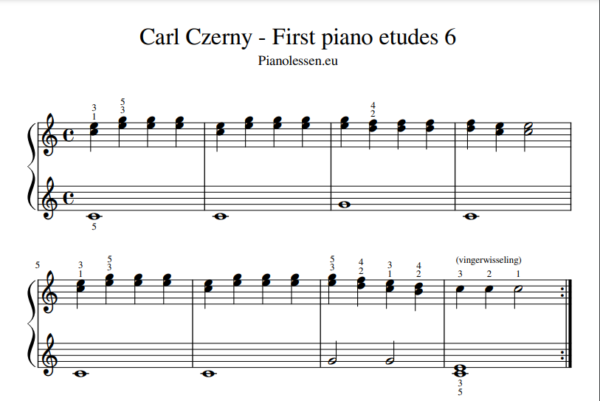Czerny eenvoudige etudes Bladmuziek