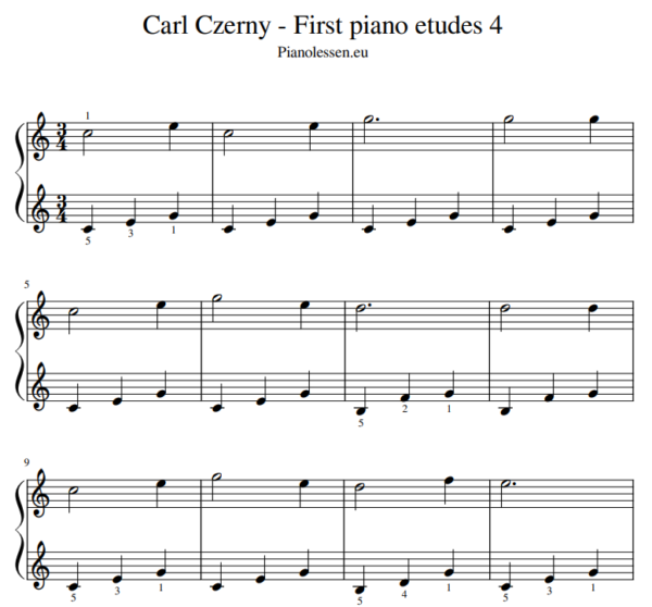 Czerny 10 etudes voor piano