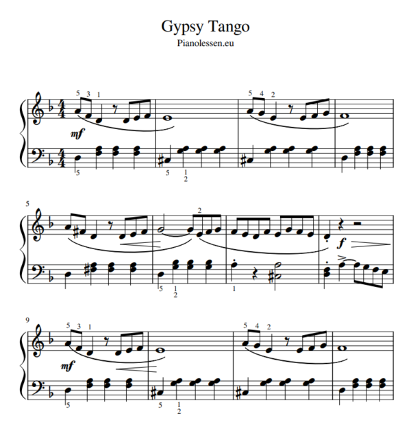 Gypsy Tango bladmuziek PDF piano