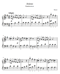 MOZART ARIOSO eenvoudige klassieke bladmuziek piano