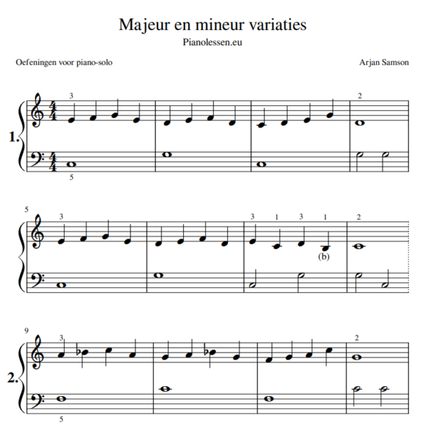 Majeur mineur variaties bladmuziek PDF