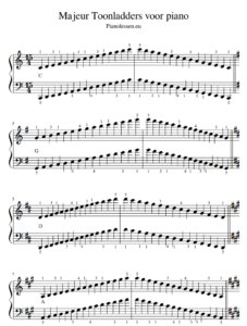 Majeur toonladders voor piano Bladmuziek PDF sheet