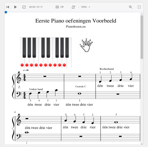 Eerste Piano oefeningen PDF