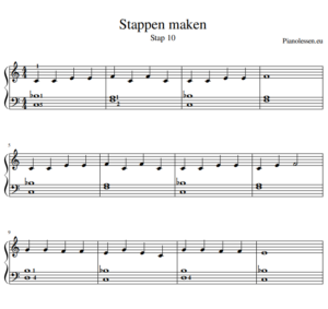 Stappen maken piano bladmuziek