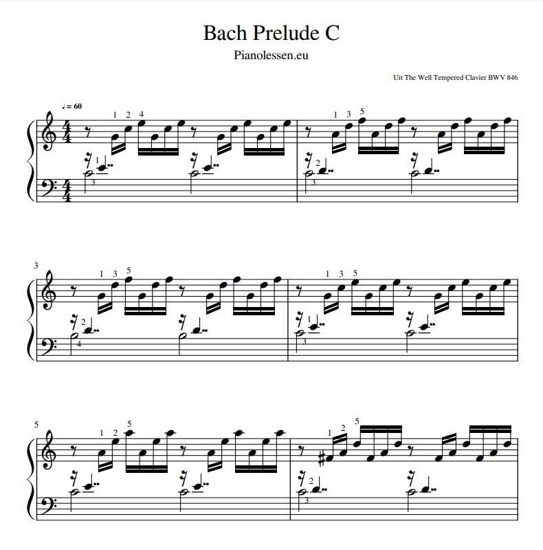 Bach Prelude C music sheet
