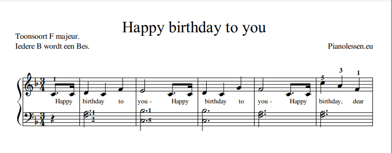 Happy birthday to you Music sheet PDF