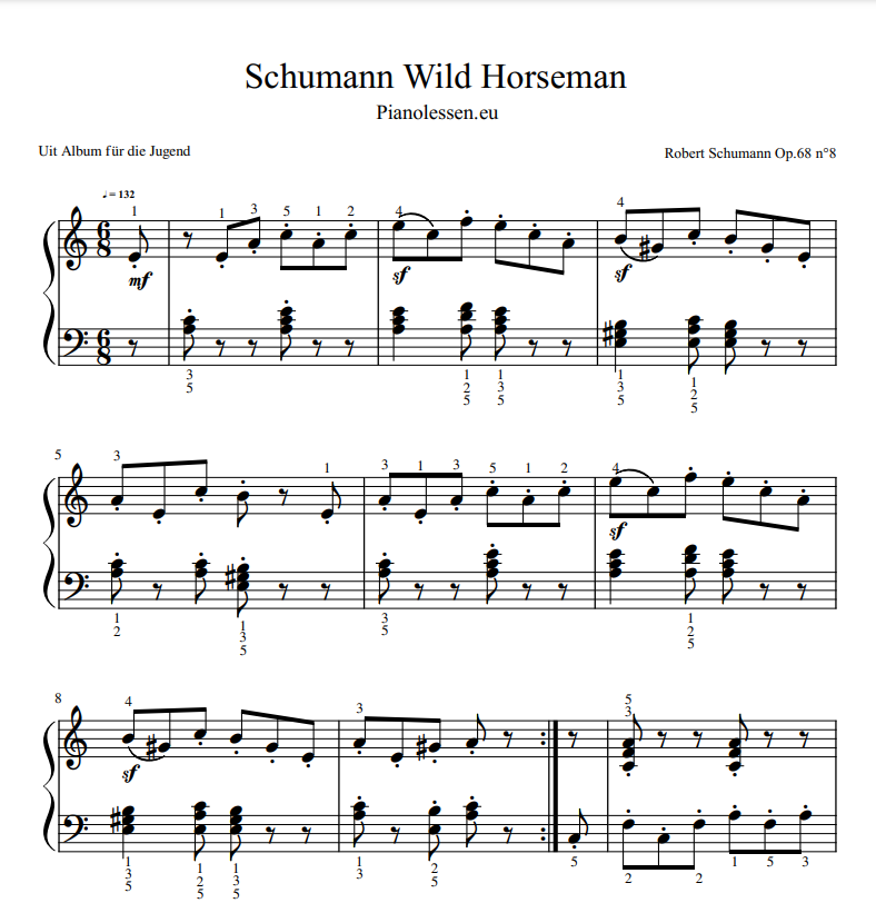 Schumann Wild Horseman music sheet PDF