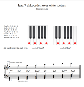 Jazz 7 akkoorden over witte toetsen PDF music sheet