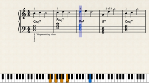 Jazz akkoorden op de witte toetsen van de piano