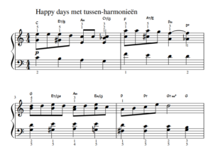Happy days met tussen-harmonieën piano