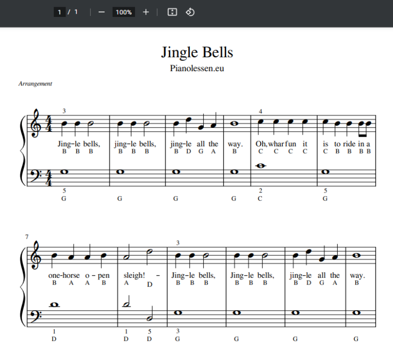 Jingle Bells Easy Piano Pdf Sheet Eenvoudige Bladmuziek Met Video Meespeeltrack Pianolessen Eu