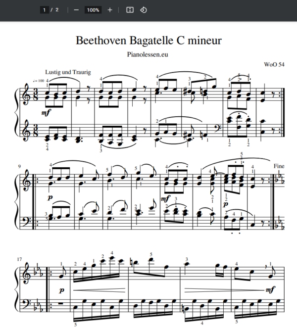 Beethoven Bagatelle C mineur PDF