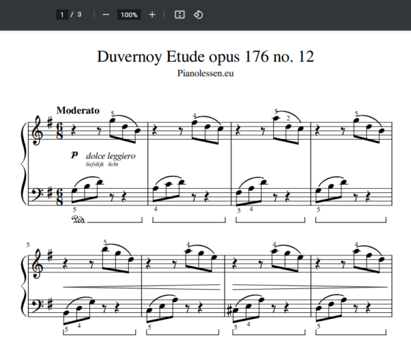 Duvernoy opus 176 etude 12 PDF
