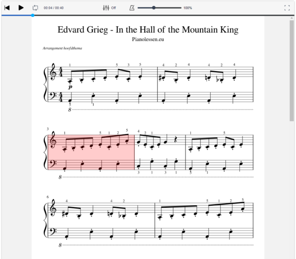 Edvard Grieg - In the Hall of the Mountain King piano PDF Meespeeltrack