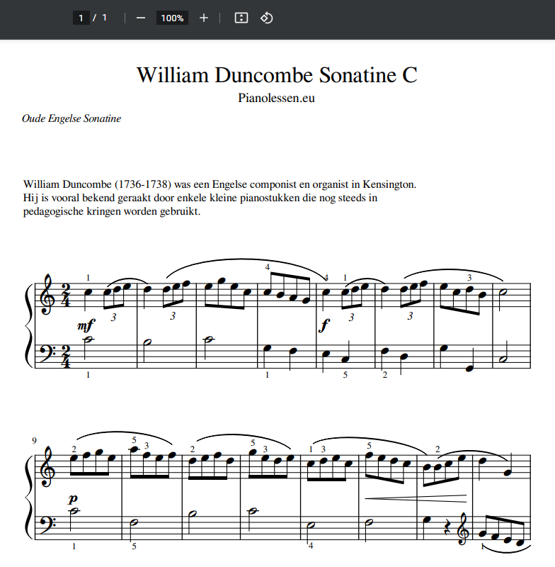 William Duncombe Sonatine C PDF music sheet
