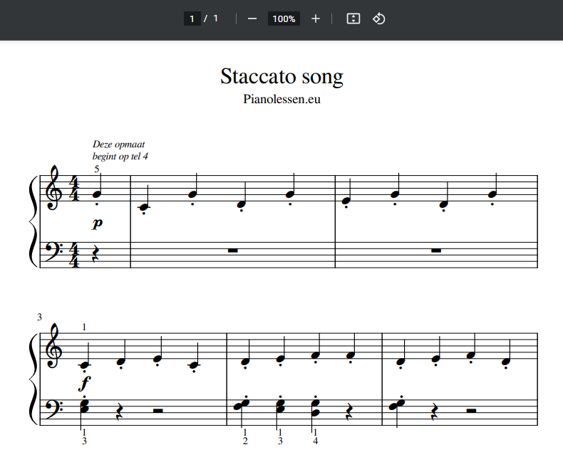 Staccato song PDF sheet