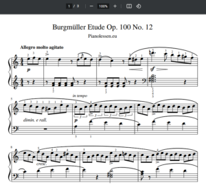 Burgmüller Op. 100 Etude no. 12 Pdf sheet music
