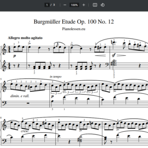 Burgmüller Op. 100 Etude no. 12 Pdf sheet music