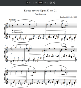 Tsjaikovski Douce reverie Pdf sheet