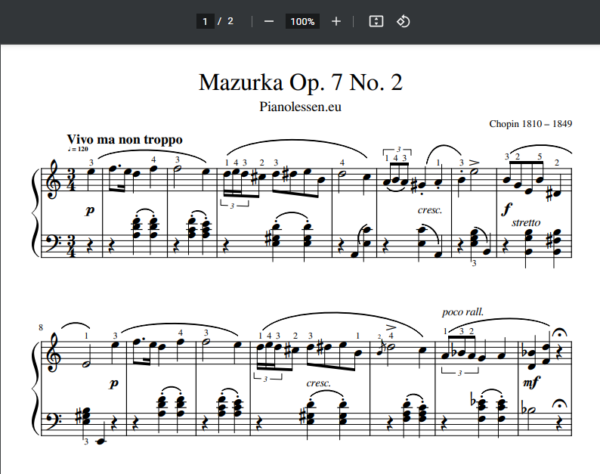 Chopin Mazurka Opus 7 no 2 PDF