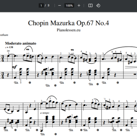 Chopin Mazurka opus 67 no 4 Pdf musicsheet