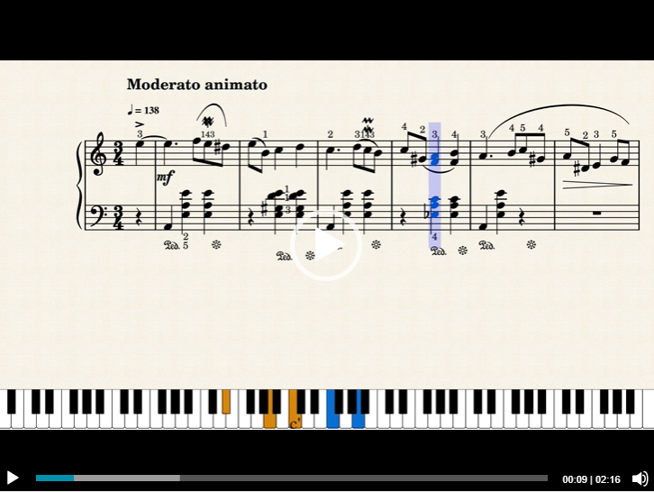 Chopin Mazurka opus 67 no 4 Video piano synthesia