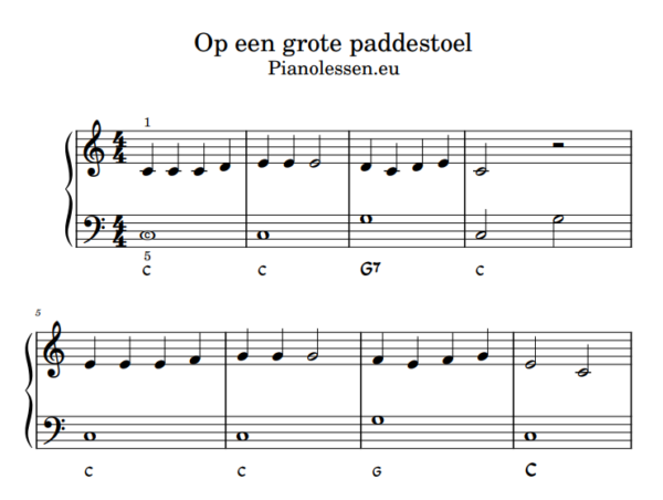 Op een grote paddestoel pdf piano